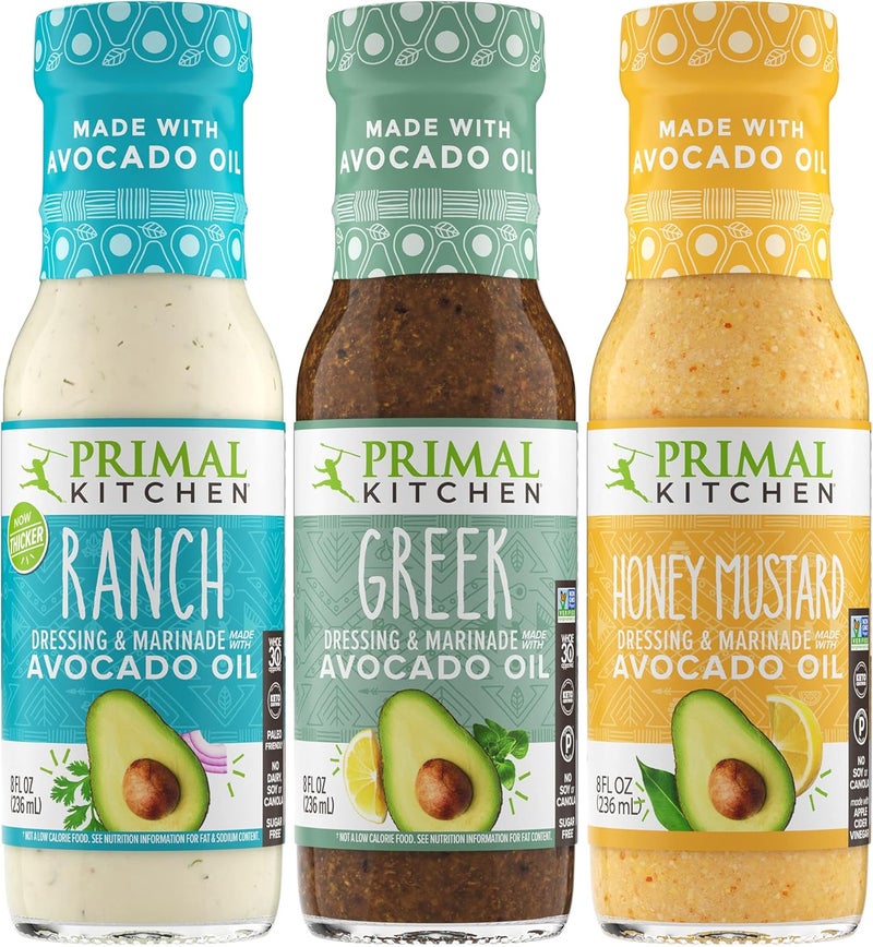 Primal Kitchen Ranch, Greek, and Honey Mustard Salad Dressing & Marinade Variety Pack - Image 1